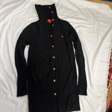 비비안 RED LABEL 후드 부착 블랙 니트 가디건