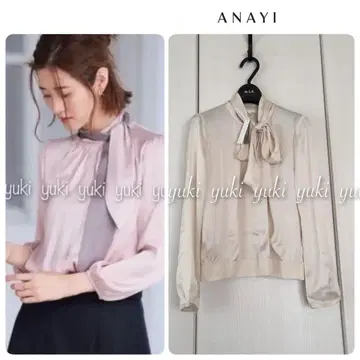 [ 택 포함 새상품 ] ANAYI 새틴 스무스 보타이 블라우스