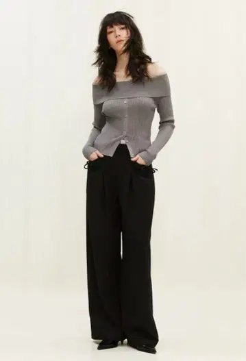 H&M 택 포함 새상품 완판템 오프숄더 리브 니트탑