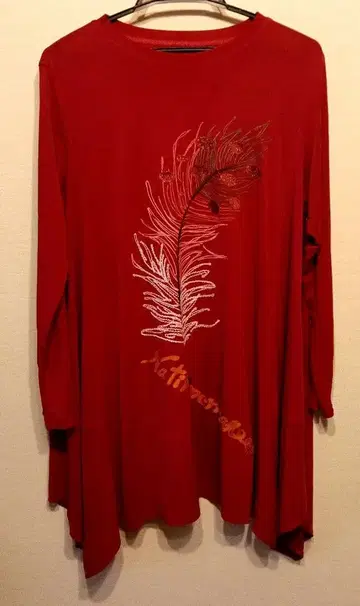 여성용 M 사이즈 상의 튜닉 토쿠코 프리미어 볼 깃털 자수