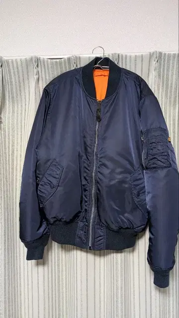 ALPHA MA-1 플라이트 자켓 네이비 오렌지 안감