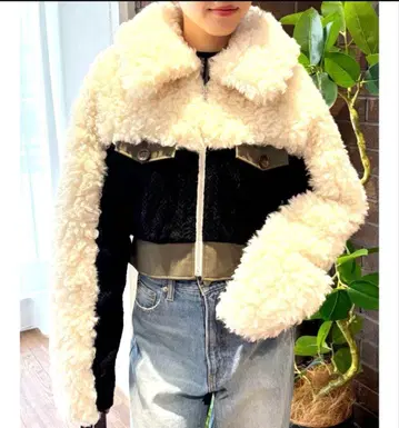 evris 에브리리스 블로킹 보아 숏 블루종 아우터