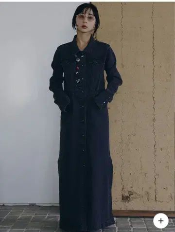 미사용 [아메리빈티지] 아이라인 데님 셔츠 드레스 // XS // 블랙