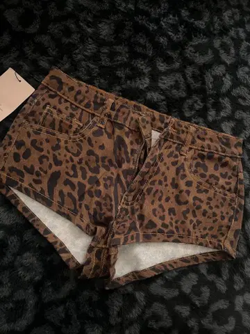 갸루 스타일 레오파드 무늬 숏팬츠