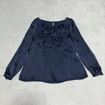 ANAYI 프릴 블라우스 플리츠 새틴 일본제 쉬폰