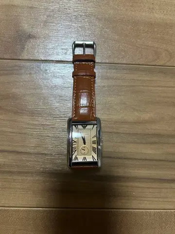 Emporio Armani 아날로그 시계 브라운 가죽