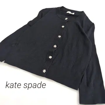 케이트 스페이드 플라워 비쥬 버튼 고급 가디건 블랙