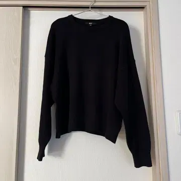 유니클로:C 스무스 코튼 크루넥 스웨터 블랙 XL