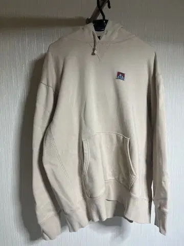 벤 데이비스 베이지 후드 부착 후드티