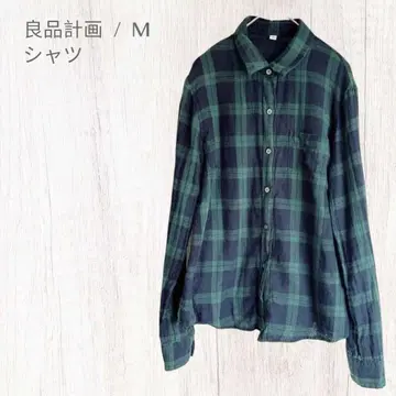 무인양품 체크 무늬 셔츠 데일리 성숙 캐주얼 깔끔한 겉옷 M MUJI