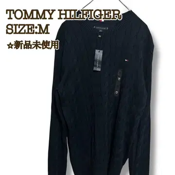 [ 새상품 ] 타미힐피거 케이블 니트 M 크루넥 네이비 트리코