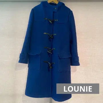 LOUNIE 블루 더플 코트 후드 부착