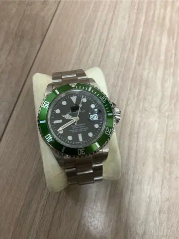 자동 태엽 손목시계 그린 베젤