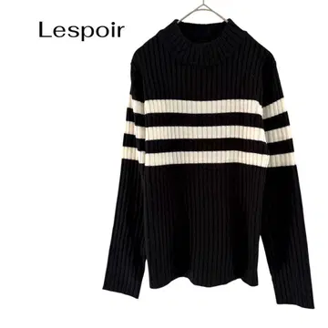 Lespoir 하이넥 긴팔 보더 니트 스웨터 비즈니스 오피스 데이트