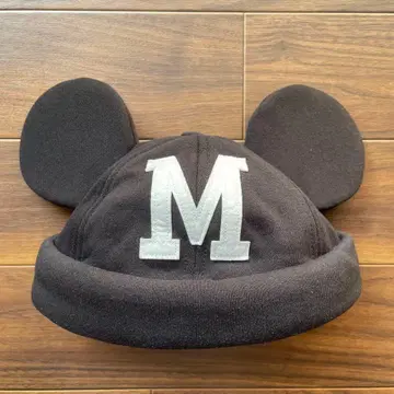 성인용 미키 귀 달린 블랙 캡 M 자수