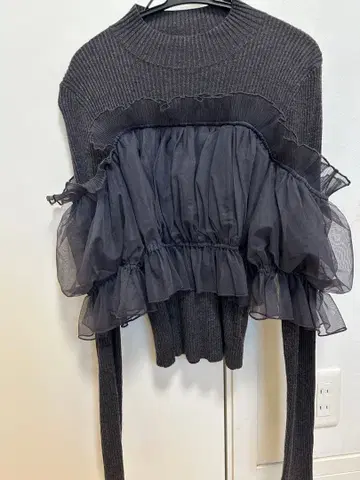 [ 새상품급 ] SNIDEL 프릴 디자인 니트 스웨터 그레이