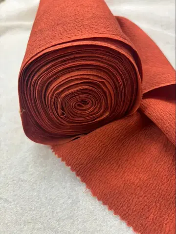 오렌지 계열 순수 실크 옷감 미사용