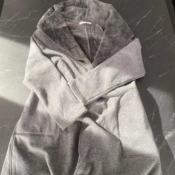 MICHEL KLEIN 후드 부착 롱 코트 그레이