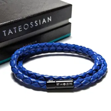 tab134 타테오시안 팔찌 첼시 블루 뜨개질 가죽 2연