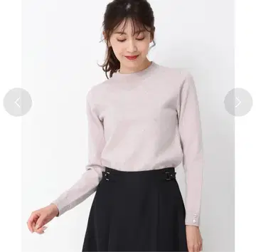 [ 새상품급 ] 미슈마슈 라메 자카드 하이넥 니트 (핑크)