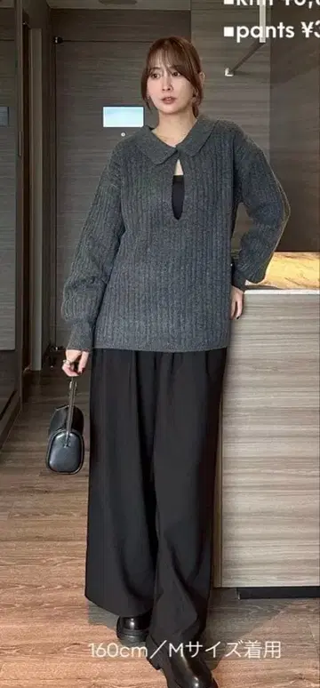 택 포함 미사용 새상품 nachiko 아베일 콜라보 니트 그레이 M