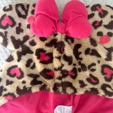 미니 귀 달린 레오파드 무늬 플리스 모자