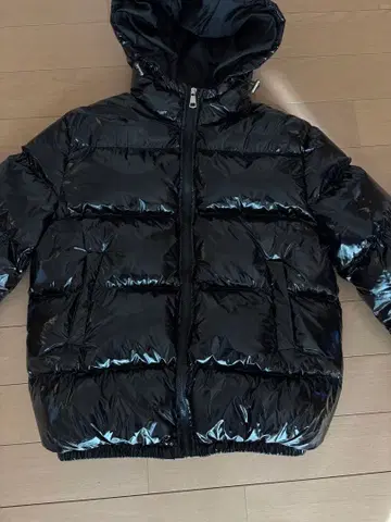 남성용 퍼프 자켓 후디 광택 drip
