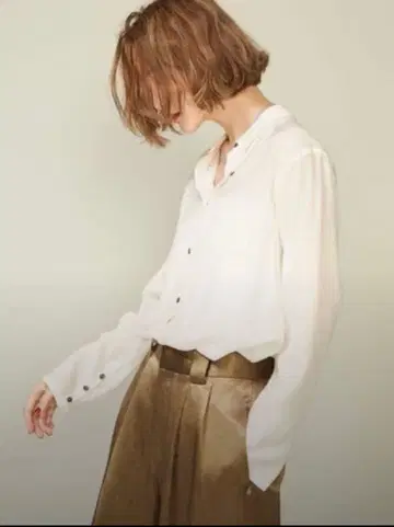 콩테 네이비 큐프라 실크 셔츠