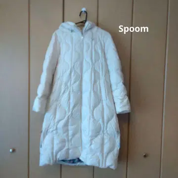 스푼 화이트 퀼팅 다운 롱 코트