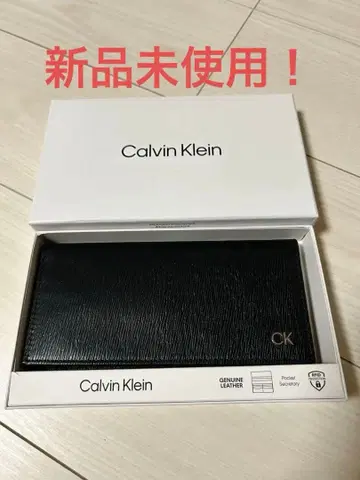 미사용 새상품 Calvin Klein 천연 가죽 블랙 장지갑