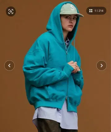 sorter 터콰이즈 풀 집업 후드 부착 후드티