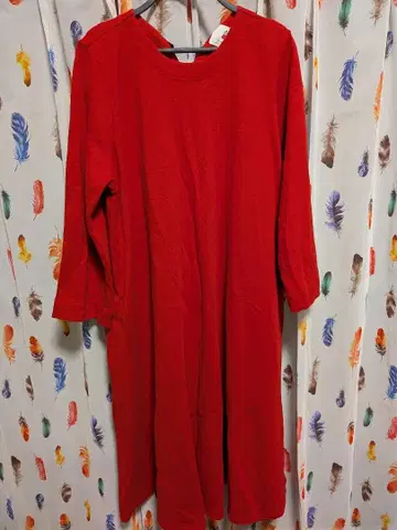 스너프킨 레드 버튼 달린 롱 원피스 트레이닝복 원단 빅 사이즈