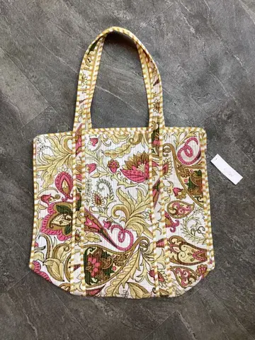 꽃무늬 코튼제 토트백 중형