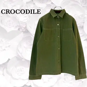 [ 크로커다일 ] 셔츠 [ F ] 그린 카키 코튼 면 캐주얼 긴팔