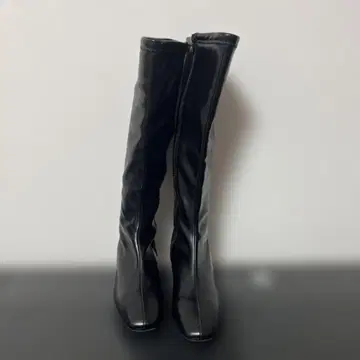 블랙 롱 부츠 슬림핏 낮은 힐