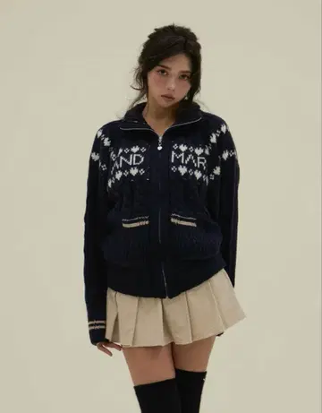 정품 andmary Mary knit cowichan navy