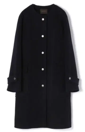 투모로우랜드 슈퍼 더블 페이스 노카라 코트 네이비