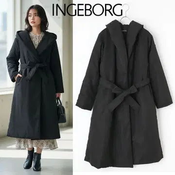 미사용 택 포함 잉게보그 SORONA 솜 롱 다운 가운 코트 블랙