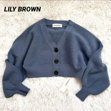 릴리 브라운 라메 벌룬 슬리브 니트 가디건 택 포함 새상품 블루