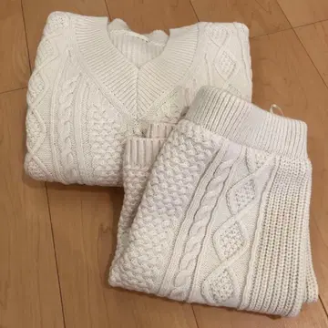 지유 셋업 니트업 케이블 미니 스커트 니트 스웨터