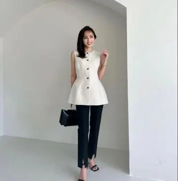 anuans 프론트 슬릿 스트레치 팬츠 아뉴앙스