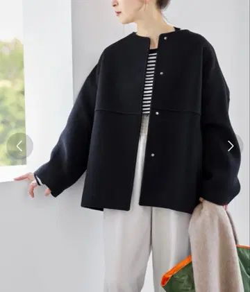 슈퍼 140 비버 노카라 숏코트 블랙 38