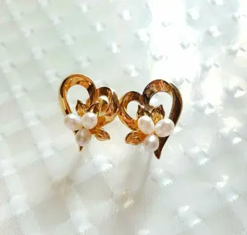 귀찌 펄 진주 하트 금 도금 SILVER 귀 장식 e154