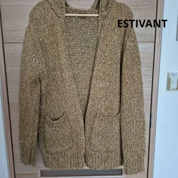 ESTIVANT 에스티반 후드 부착 가디건 카멜 L 사이즈