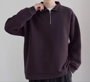 와인 컬러 하프 지퍼 트레이닝복