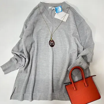 미사용 새상품 PLST 플라스테 워셔블 V넥 니트 그레이 S 택 포함