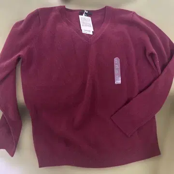 유니클로 캐시미어 100% 버건디 XL 스웨터