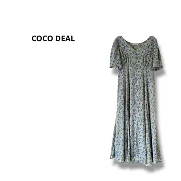 [ 코코딜 ] 꽃무늬 원피스 반팔 귀여운 스카이블루 사이즈 2