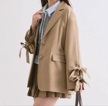 완판템 OLIVE des OLIVE 소매 리본 테일러드 자켓 카멜