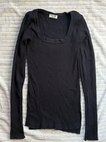 AURALEE 블랙 리브 니트 긴팔 론 헤르만 사이즈 1